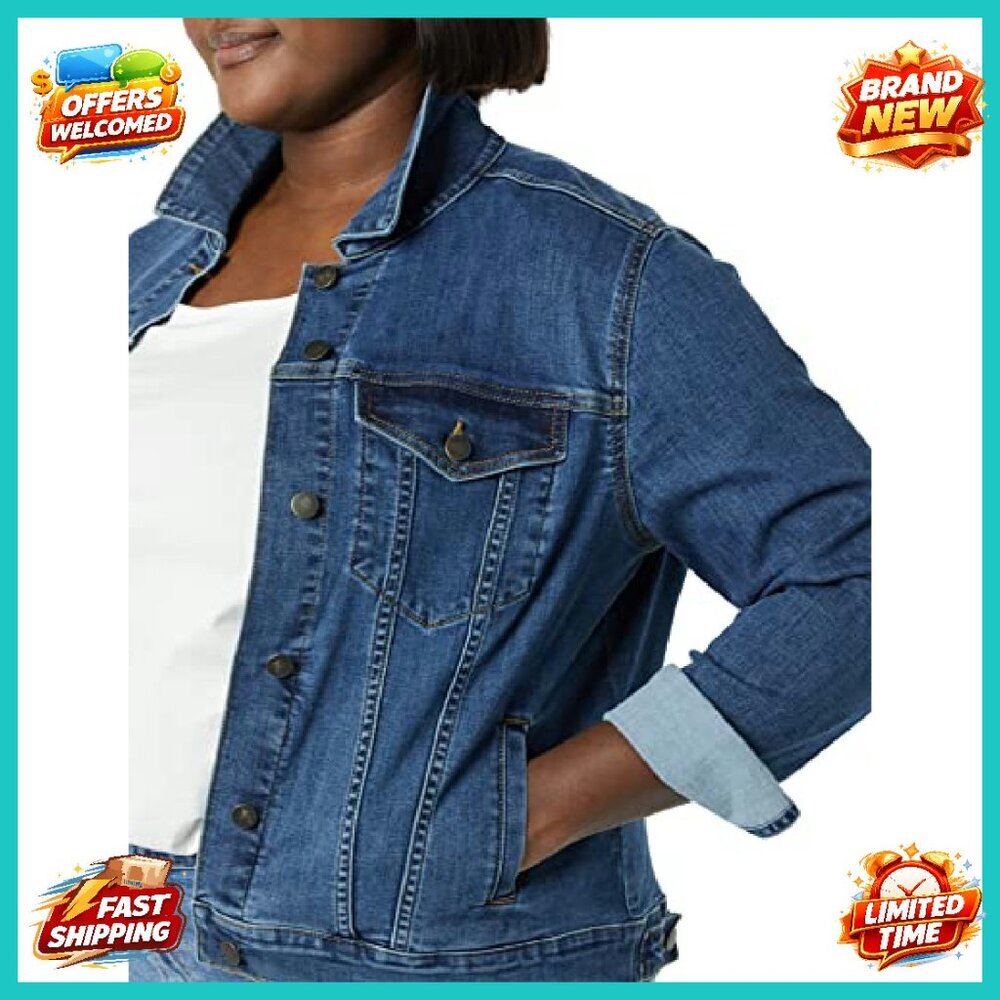Plus Size Denim Jacket, High Stretch, Regular Fit… - image 6